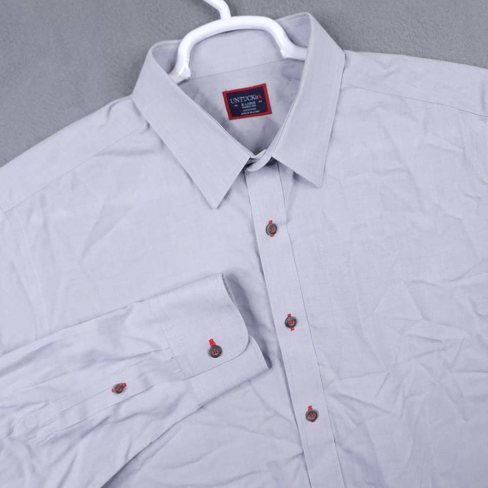 UNTUCKit Rubican Shirt Mens XL Grey Wrinkle Free Regular Fit Minimalist Business